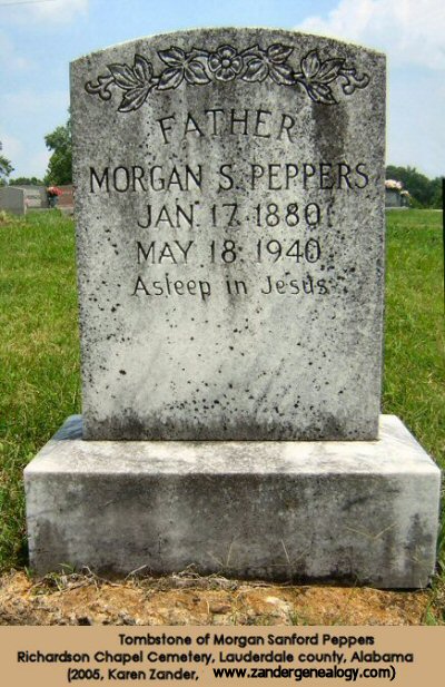 Tombstone of Morgan Peppers