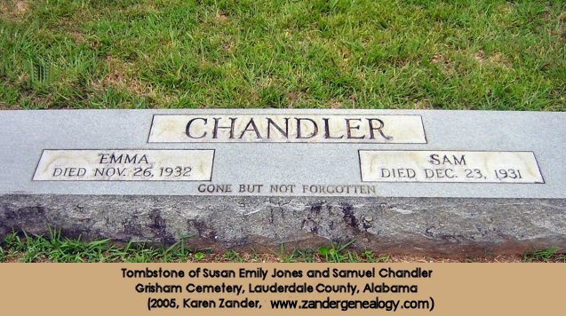Tombstone of Samuel Chandler and Emma Jones